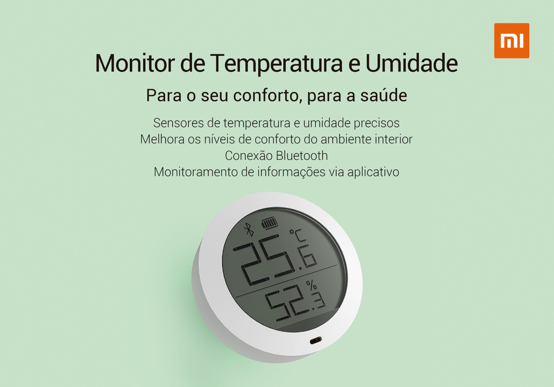 Medidor de temperatura e umidade Xiaomi Bluetooth Acesso Remoto,Branco-XM340BRA